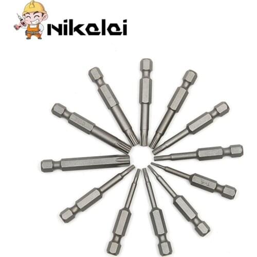 12pcs/set 50mm Installed SEALS St5-t40 Alloy Steel Torx Magnetic Plum Batch Head Screwdriver Bit Hand Tools