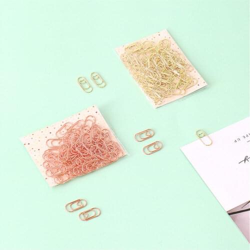 50pcs/bag The Mini Heart Gold Rose Gold Color Clip Bookmark Metal Office Accessories Paper Clips Patchwork Clip