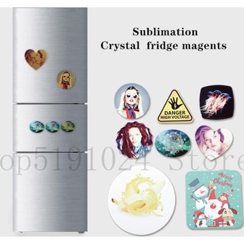 Free shipping 10pcs/lot sublimation blank DIY Crystal fridge magents Refrigerator Sticker Creative Magnets Birthday Gift