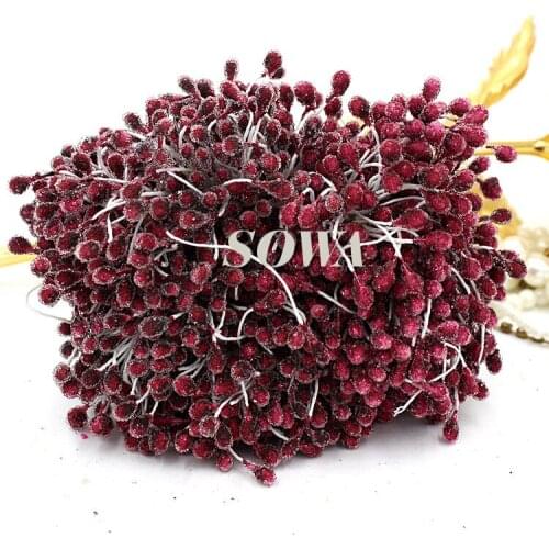 Free Shipping Wholesale 5mm Dull red Eco-friendly Round GlassFlower Stamen Cake Decoration And DIY Pistil Stamen(820pcs/Lot )