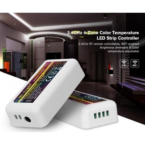 Mi Light 2.4G RF wifi Wireless 4Zone Color Temperature Adjustable CCT Dimmable Controller Dimmer for Dual White LED Strip Light
