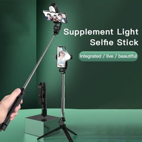 3 In 1 Bluetooth Selfie Stick with Fill Light Mini Tripod 70cm Portable Hidden Aluminium Tripod for Mobile Phone for Home Travel