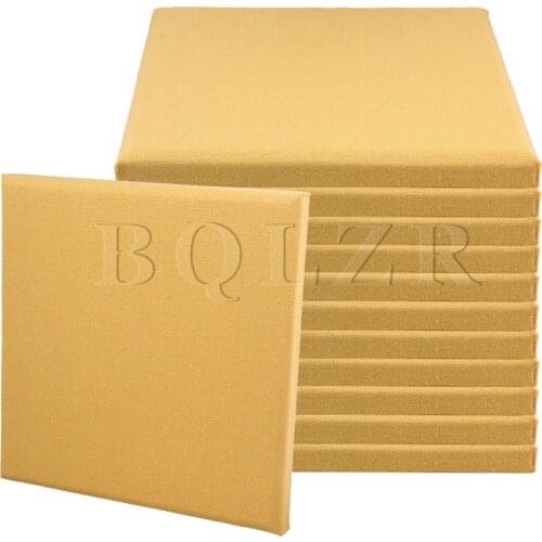 BQLZR 12 Pieces Yellow 30x30x2.5cm Home Deco Sound Absorbing Panels