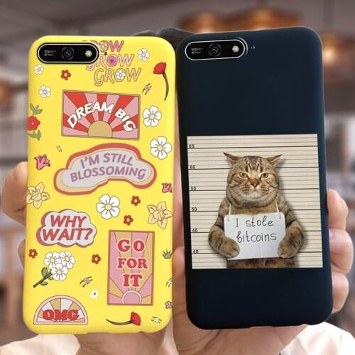 For Huawei Y6 2018 Case Cute Cat Cartoon Silicone TPU Back Cover For Huawei Y6 Prime 2018 Phone Cases Y 6 2018 Full Bumper 5.7