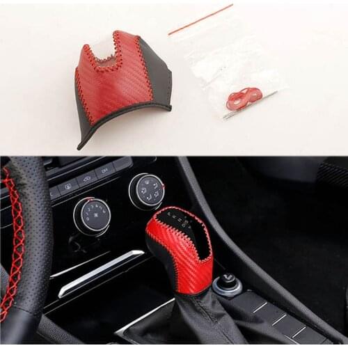 Car Leather Knob Cover for Volkswagen VW Jetta Mk7 2019 2020 2021 Gear Head Shift Knob Cover Gear Shift Collars Case Accessories