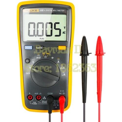 Fluke 12E+ Auto Range Digital Multimeter AC/DC Voltage Current Tester with Ohm, Capacitance, Resistance Measurement & Carry Bag