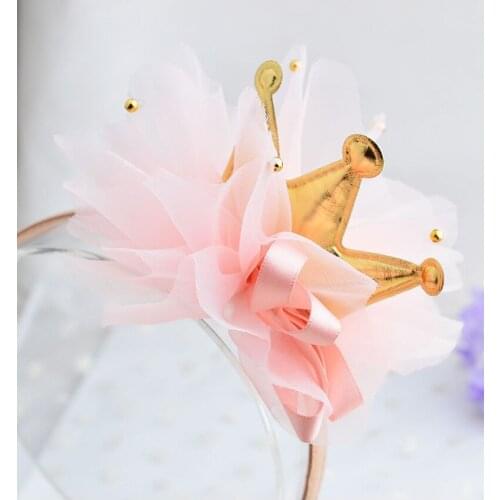 Children baby tulle flower crown Hairbands tiaras hoop for hair clasp girls head bands accessories diadema headband ornaments