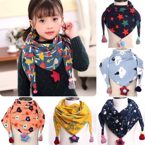 Autumn and Winter ChildrenS Triangle Scarf Double Layer Bear Scarf Men and Women Baby Soft Scarf Cotton and Linen Kids Collar