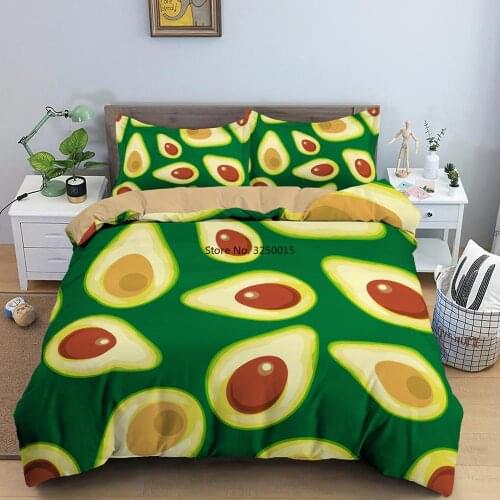 Home Textile Tropical Fruit Bedding Set Duvet Cover with Pillowcase Orange/Avocado Quilt Cover Queen King Bedding Kids Boy