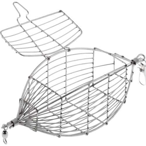 Rhombus In Line Wire Bait Cage Fishing Feeder Carp Sturdy Fishing Supplies Cage Spring Lid Cages