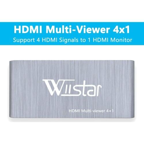 Wiistar 4x1 HDMI Switch Multi-Viewer HDMI 4x1 Quad Screen Real Time Multi-Viewer HDMI Splitter Seamless Switcher with IR Control