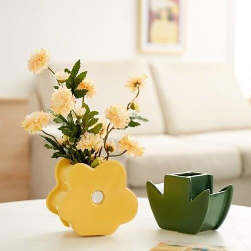 Creative Ceramic Flower Vase Dried Flower Flower Arrangement Container Living Room Bedroom Desktop Decoration Wedding Decoration