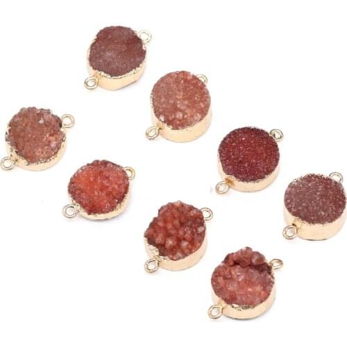 Natural Druzy Agates Necklace Pendant Connectors Round Connectors for Making DIY Jewelry Necklace Size 20x30mm