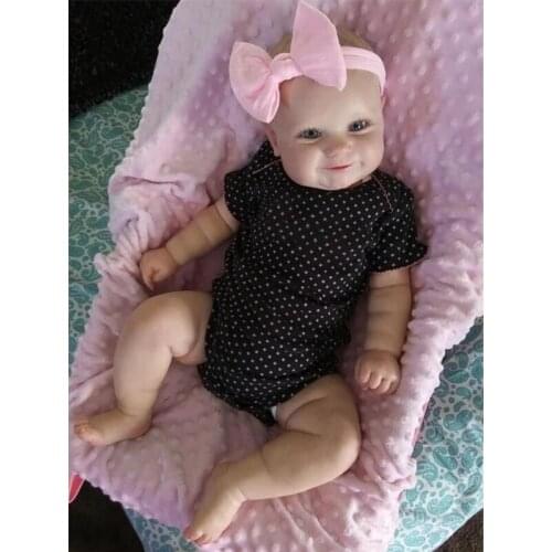 19inch Reborn Dolls Action Figure Interactive Toy Realistic Vinyl Stuffed Doll Caucasian Baby Girl Doll with Hair Band