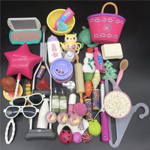 Mix Doll Furniture Play Toy Biscuits cakes shells Bag Hanger Accessories For 40-45 cm 18 Inch dolls New Born Toys Play House