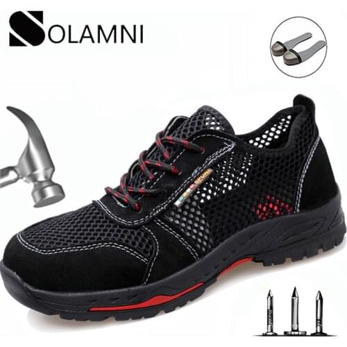 Summer Breathable Work Safety Shoes Men Women Steel Toe Anti-Smashing Construction Shoes Puncture Proof Mesh Industrial Sandals