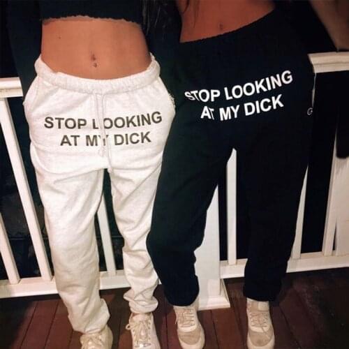 Hot selling sports pants men and women joggers don't look at my dick sports pants hip hop high waist pants cotton sports pants h