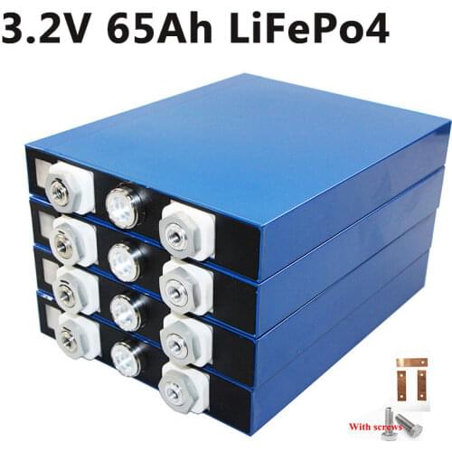 LiFePo4 3.2v 65Ah lithium battery LFP Lithium Iron Phosphate for diy 12v 24v 48v 400ah Panel Solar Electric Bike Electric Car