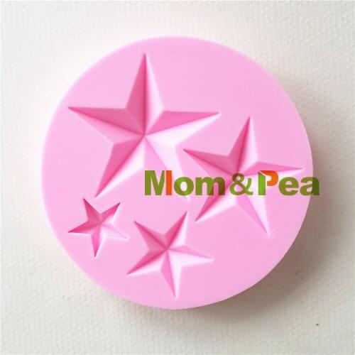 Mom&Pea 1377 Free Shipping 4-Star Silicone Mold Cake Decoration Fondant Cake 3D Mold Soap Mold Food Grade