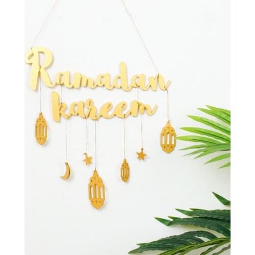 Muslim Golden Banner Ramadan Kareem Letters Wall Hanging Ramadan Decorations Home Wall Ornament Festival #C #8