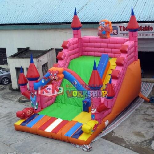Childrens Happy World Inflatable Slide , Commercial Kids Attractions Moonwalk Mini Jumpers Combo Jump Bouncer