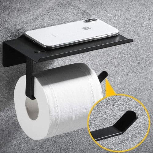 Wall Mounted Toilet Paper Holder Stainless Steel Tissue Holder Mobile Phone Bathroom Paper Roll Rack Wall Mount Paper Towel Rack