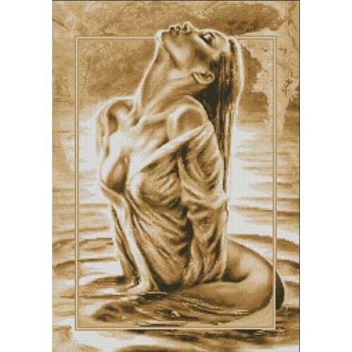 Nostalgic Beauty Girl Lady Woman Sewing Kit Top Quality Embroidery Needlework 14CT Unprinted Cross Stitch Kit DIY Handmade Decor