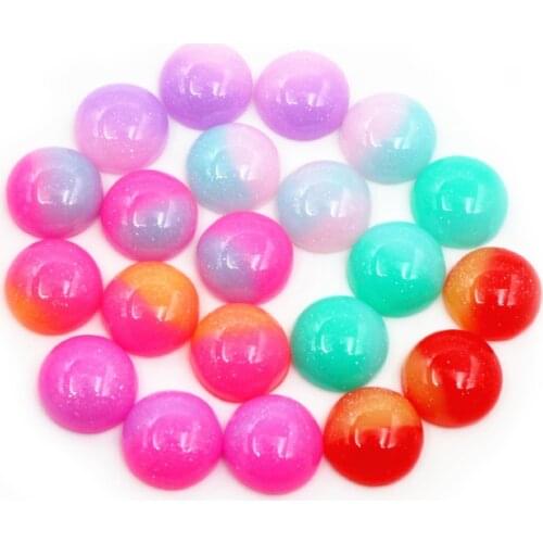 New Fashion 40pcs 12mm Mix Colorful Candy Color Crystal jelly series Flat back Resin Cabochons Cameo