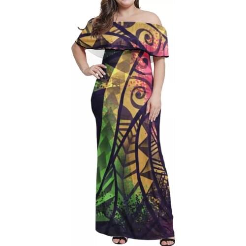 Hycool New Arrival 2021 Summer Polynesian Dress Vestido Slim Loose Casual Women Clothing Patchwork Vestidos Dresses Plus Size