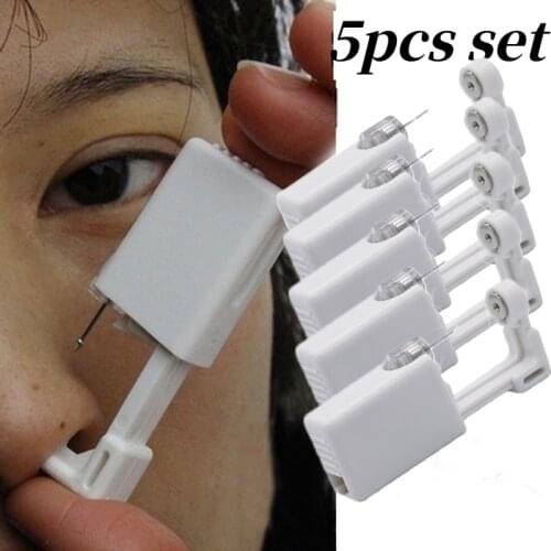5pcs Ear Piercing Gun Kit Disposable Disinfect Safety Earring Piercer Machine Studs Nose Clip Body Jewelry Piercing Tool Guns