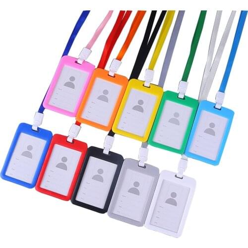 Plastic Work Card with Lanyard Holder ID Work Card Bus Card Holder Bags Case Cover Identity Business Credit Card Holder Bag Case