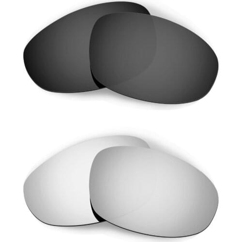 HKUCO For Juliet Sunglasses Polarized Replacement Lenses Black/Silver 2 Pairs