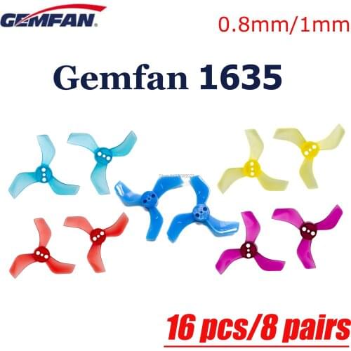 16 pcs/8 pairs GEMFAN 1635 3-blade PC Propeller 1mm/1.5mm Hole CW CCW Motor FPV Propelle for 1103 1105 FPV Racing Drone Props