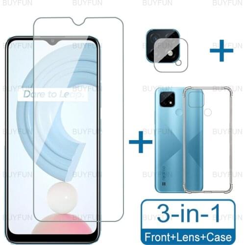 Transparent Clear TPU Silicone Case For Oppo Realme C21 6.5inch Tempered Glass for realme realmy 8 7 pro camera protection film