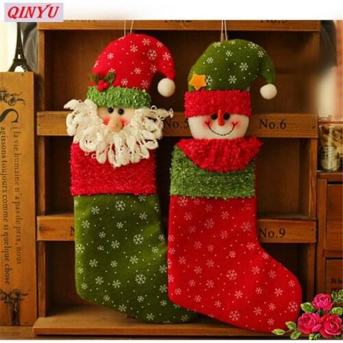 Christmas Tree Ornaments Candy Bag Festival Creative Take The Lead In Socks Christmas Decoration Socks Santa Claus Snowman 7Z