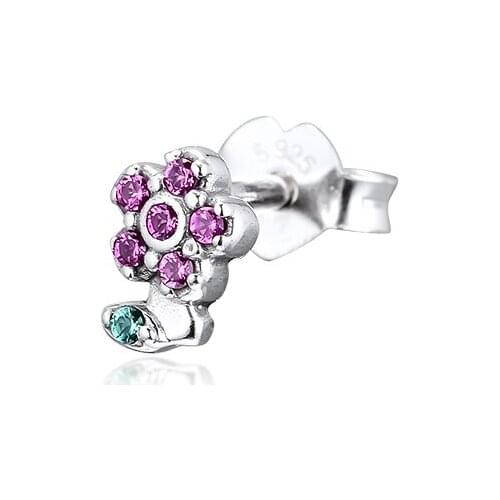 Signature Me My Pretty Flower Single Stud Earring 100% Authentic Sterling Silver Jewelry Free Shipping