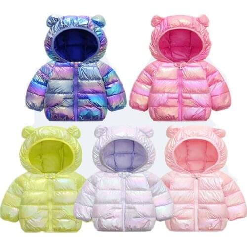 Cute Baby Girls Jacket Kids Boys Light Down Coats with Ear Hoodie Winter Girl Clothes Infant Childrens Clothing for Boys Coat