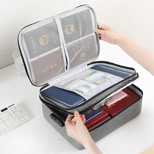28x37x10CM Document Ticket Storage Bag Waterproof Large Capacity for Home Office Travel 2-3 Layers with Lock