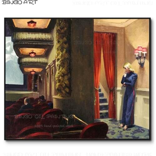 Top Artist Hand-painted High Quality Wall Art New York Movie Oil Painting on Canvas Beauty Edward Hopper New York Movie Picture