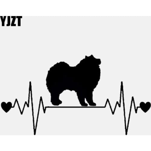 YJZT 15.9CM*8.3CM Cute Samoyed Dog Rescue Heartbeat Lifeline Vinyl Motorcycle Car Sticker C22-1185