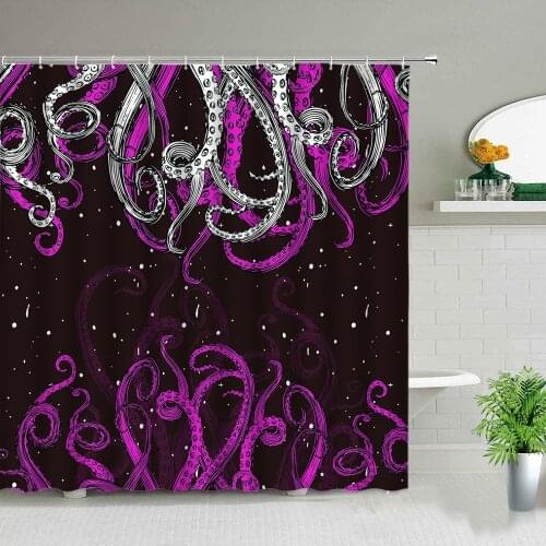 Bohemian style ocean octopus cartoon animal waterproof shower curtain bathroom renovation home decoration