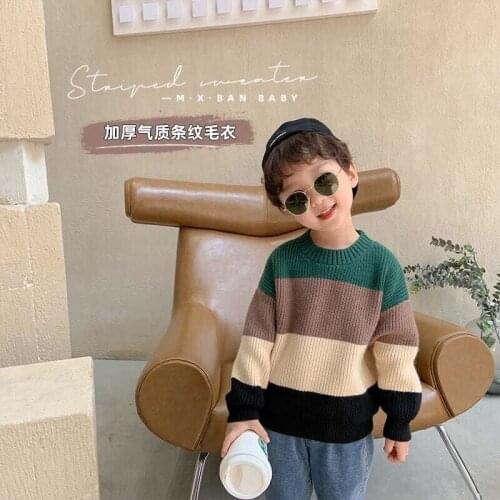 Long Sleeve Knitting Spring Autumn Winter Sweater Baby Boys Kids Childrens Warm Plus Velvet Thicken Top High Quality
