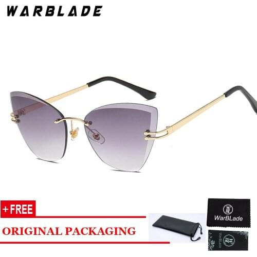 WARBLADE 2018 New Women Cat Eye eyeglasses Brand Designer Rimless Classic Sun Glasses Gradient Lens Eyewear 5098