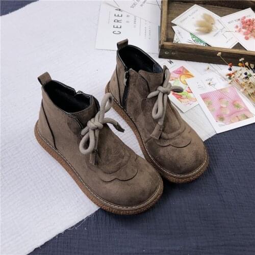 Ladies Martin Boots Mori Girl Retro Big Head Doll Shoes Japanese Thick-Sole Suede Womens Ankle Boots Student Casual Short Boots