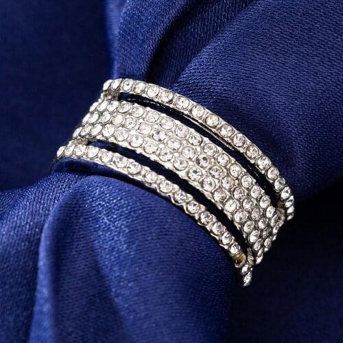 New Shine Crystal Wedding Rings For Women Female Glamour Bridal Rings Party Accessories Fashion Jewelry Girls Gifts