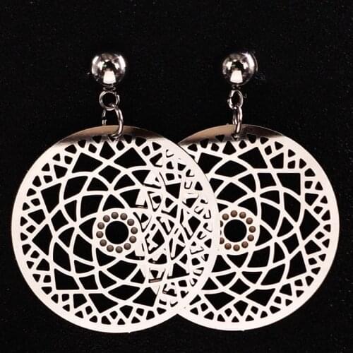 Lotus Stainless Steel Stud Earrings Women Silver Color Statement Earring Jewelry flor de lot boucle d'oreille femme E1627S02