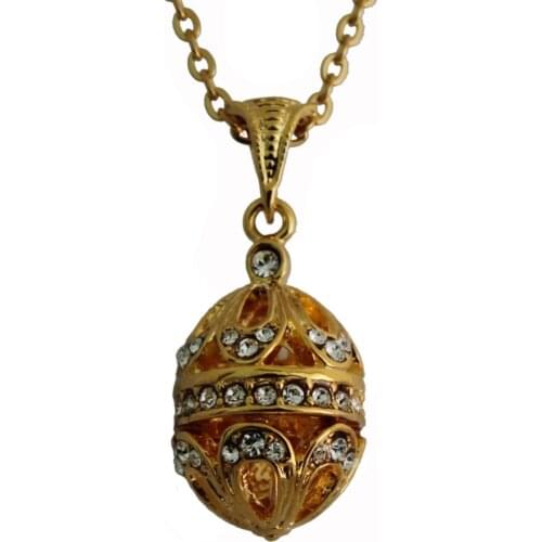 YAFFIL Womens Necklaces Hot Sell Jewelry Copper Enamel HandMade Vintage Egg Pendant Charm Crystal Rhinestone Necklace Gift Women