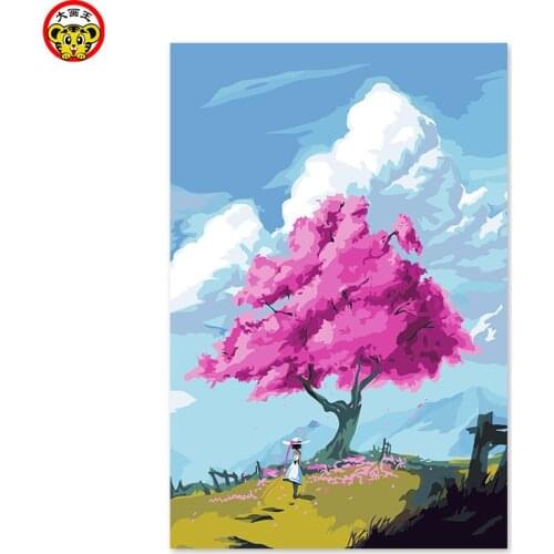 Painting by numbers art paint by number he snow scenery cartoon decorative painting painted their coloring gam