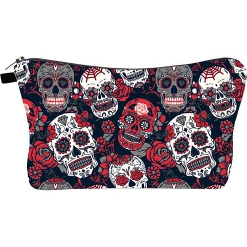 1pc Cosmetic Bag Printed Waterproof Portable Fashion Skull Storage Bag Cosmetic Bag Makeup Pouch Travel Bag