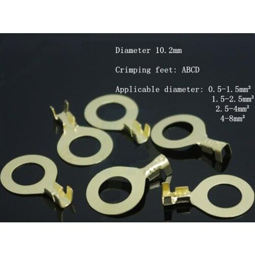 10.2 Round Terminal Crimping Terminal M10 Lug Copper Opening Nose End DJ431-10BCD